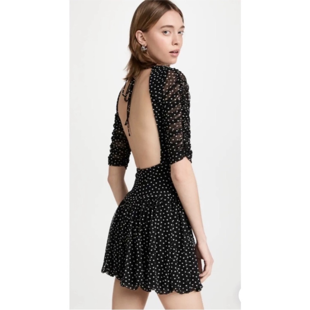 Black Halo polka dot flounce hem mini dress NEW